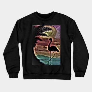 TROPICAL SUNSET SILHOUETTE FLAMINGO Crewneck Sweatshirt